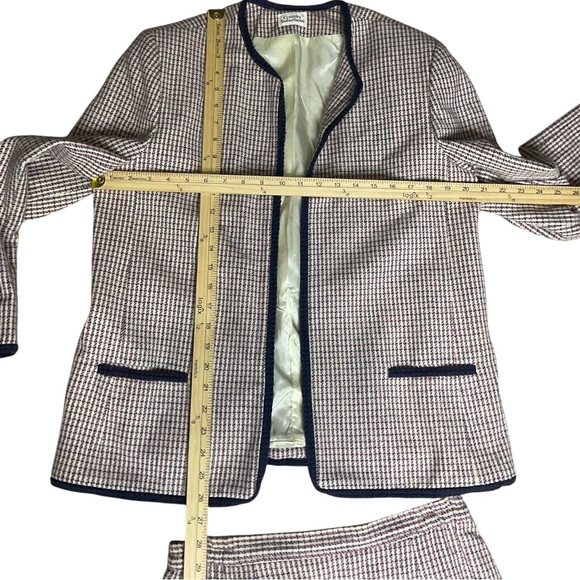 Country Suburbans Wool Skirt Suit Vintage Houndstooth Made USA Size 12 - Picture 3 of 7